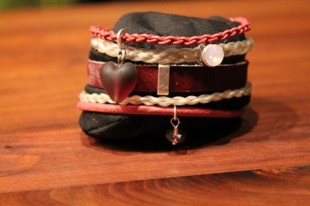 Armband met twee strengen paardenhaar en leer